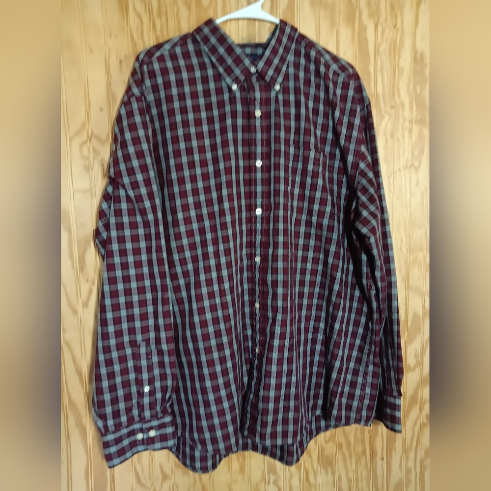 Saddlebred Men's Plaid Shirt - Burgundy and Gray